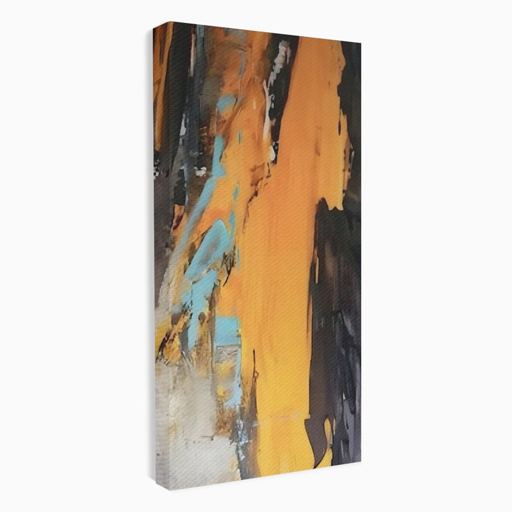 Tablou canvas cu pictura abstracta cu pete portocalii, fara rama, pe sasiu de lemn